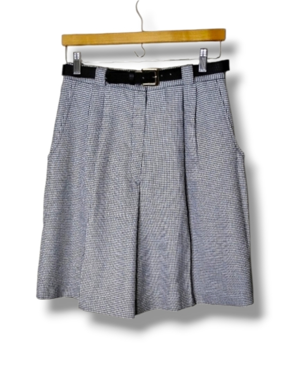 Michele Vintage 80s Houndstooth Belted Shorts 28 Waist